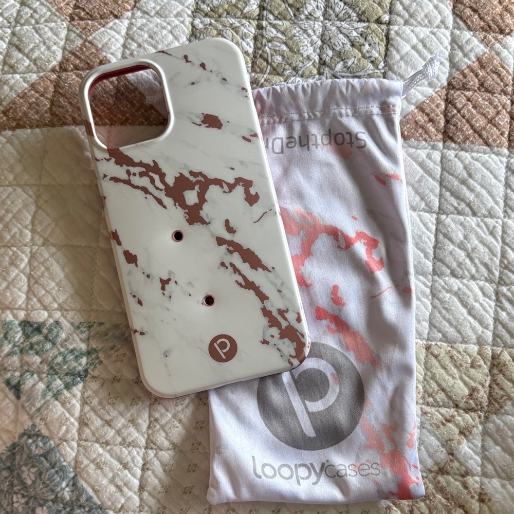 Loopy Case Marble Phone Case - Pink and White- 12 Pro Max